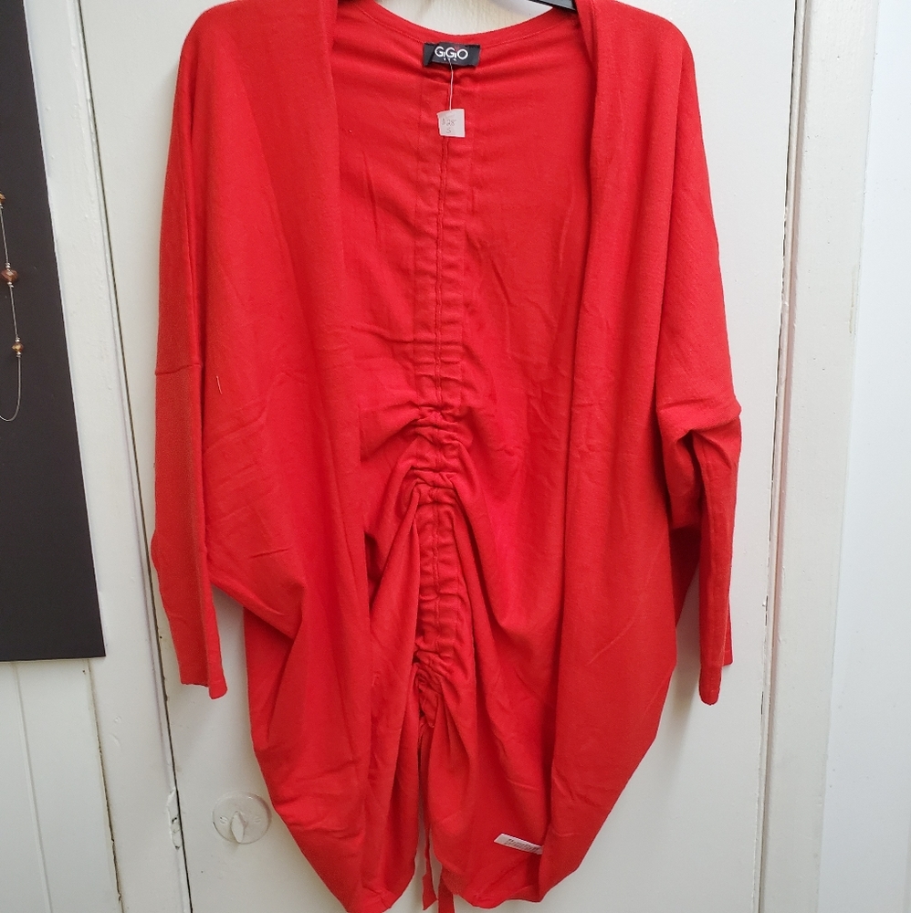 Woman's Dolman Sleeve Ruched Back Cardigan
